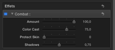 Utilisation du filtre "Combat" sous Final Cut Pro X.