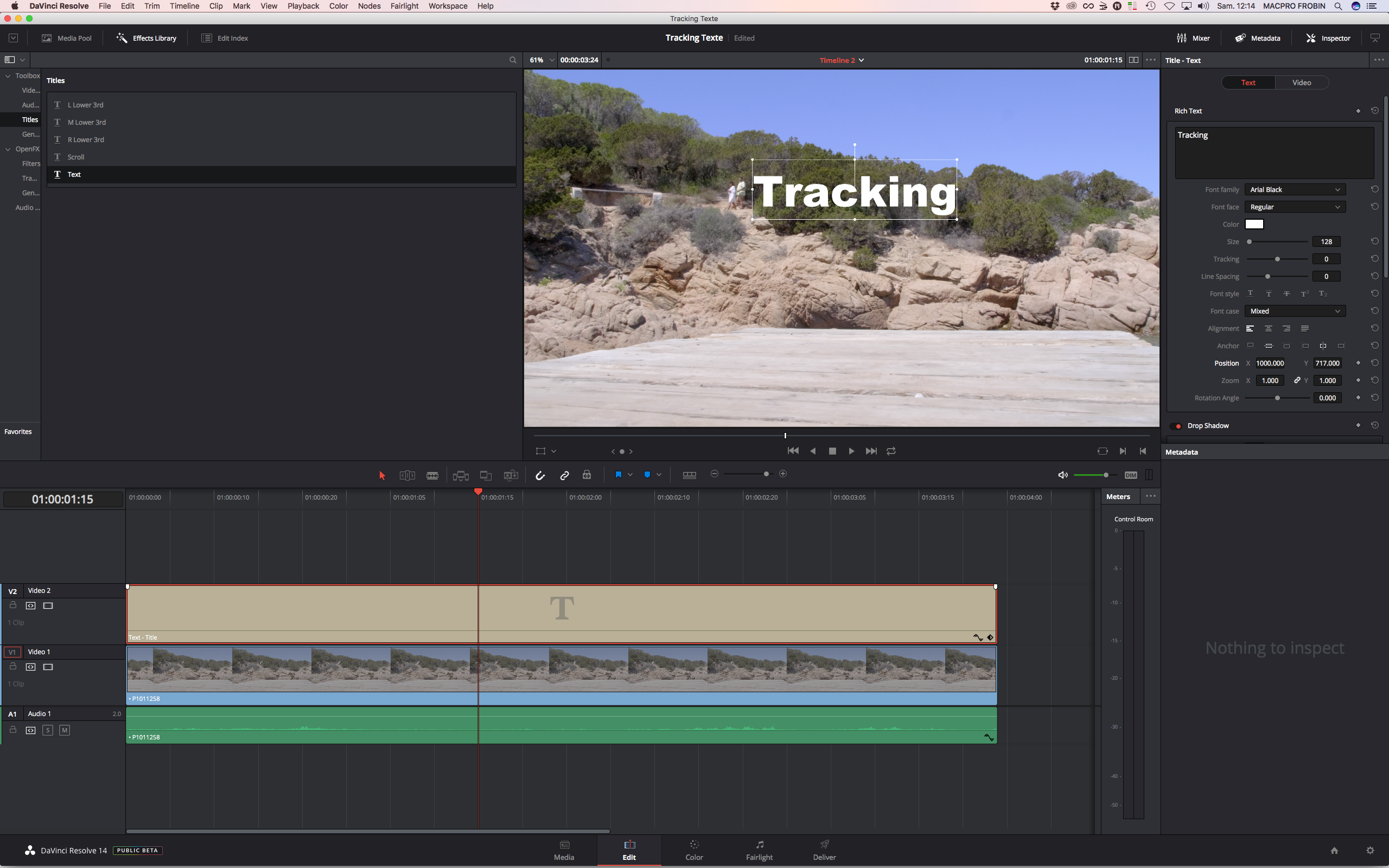 DaVinci Resolve 14 : Tracking de texte