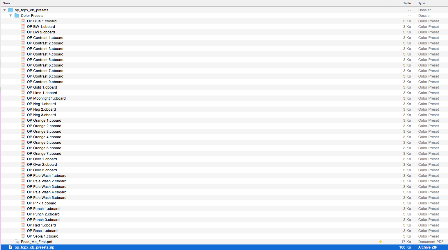 41 presets de correction couleur pour FCPXX 10.4
