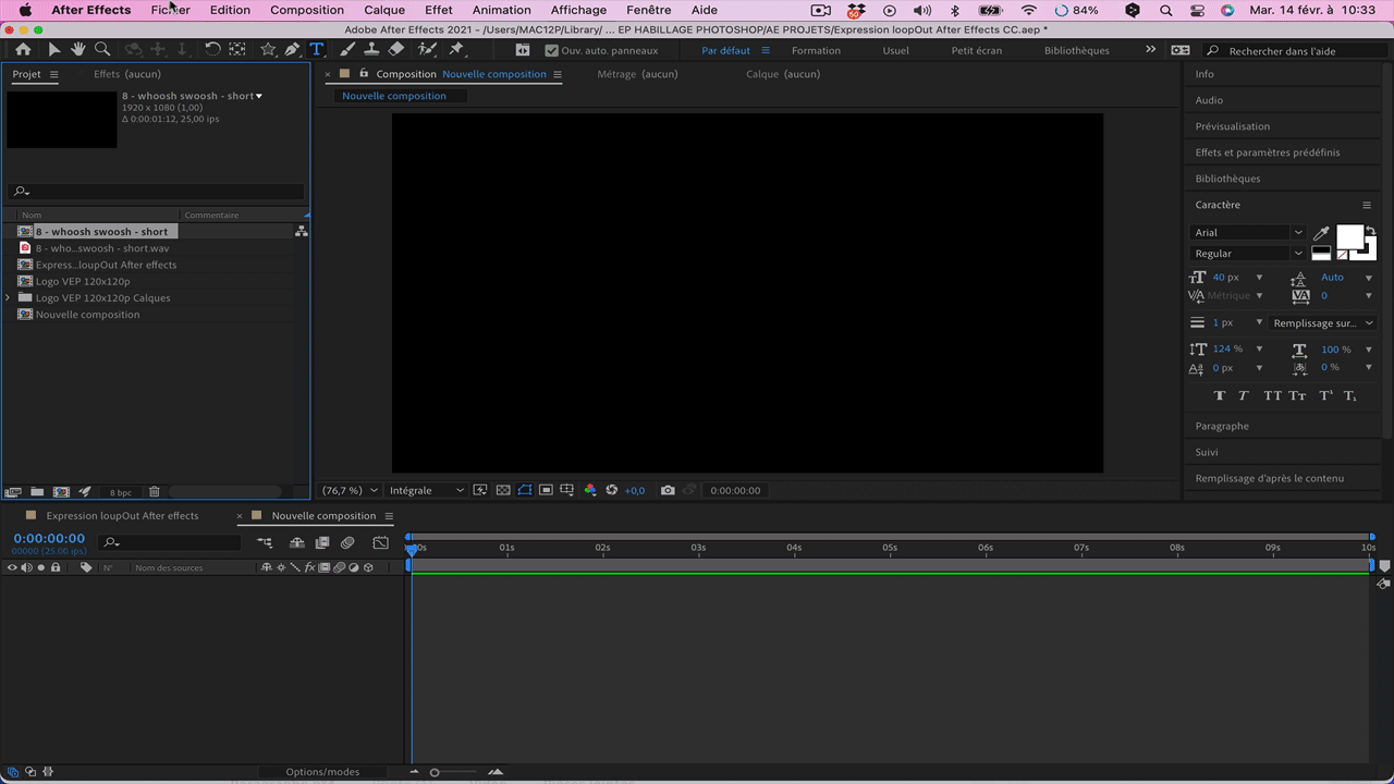 Importation d'un calque dans la composition.