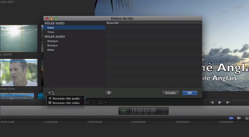 Gérer les pistes de FCPX avec les rôles;
