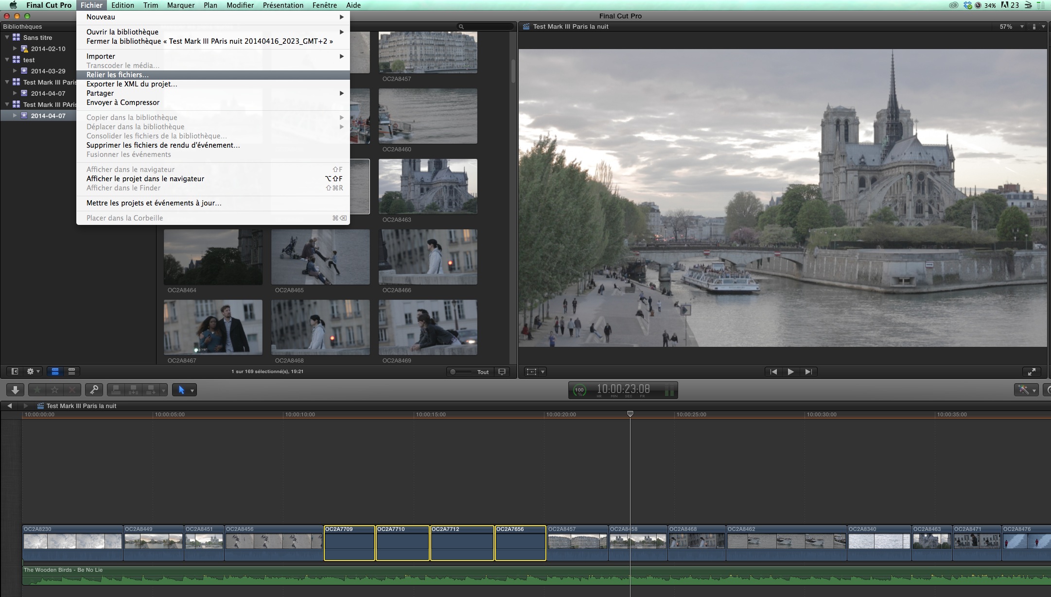Relier les médias depuis la timeline.