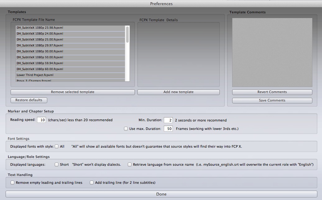 Préférences du logiciel XTI de Sperico.
