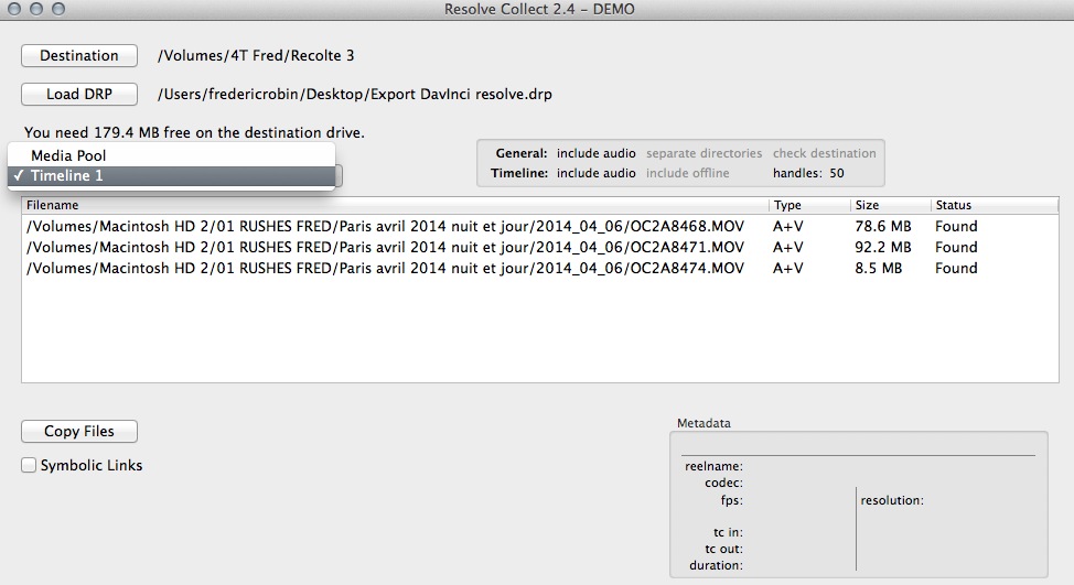 Le logiciel "Resolve Colect" en action.