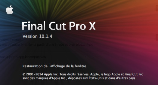 Mise à jour FCPX en version 10.1.4