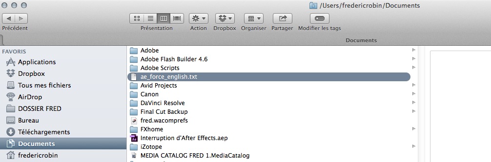 Forcer After Effects à démarrer en anglais.