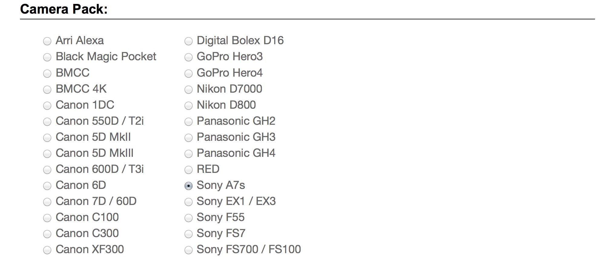 Le pack caméras FilmConvert