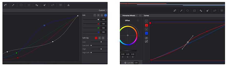 Fonctions Custom Curves, Soft Clip et courbes TSL.