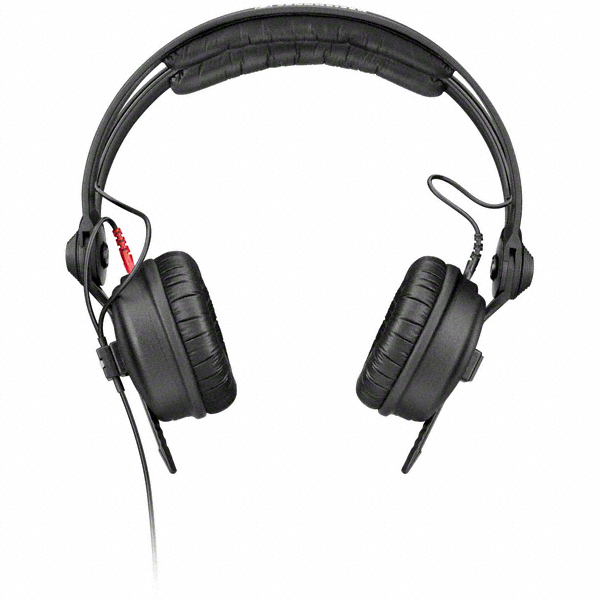 Casque Sennheiser vue de face, l'une des 2 oreillettes peut se relever.