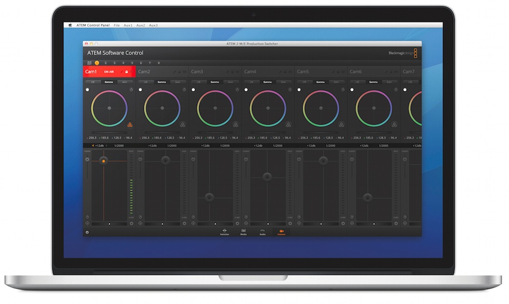 Atem software control : régler la colorimétrie des caméras Blackmagic Studio.