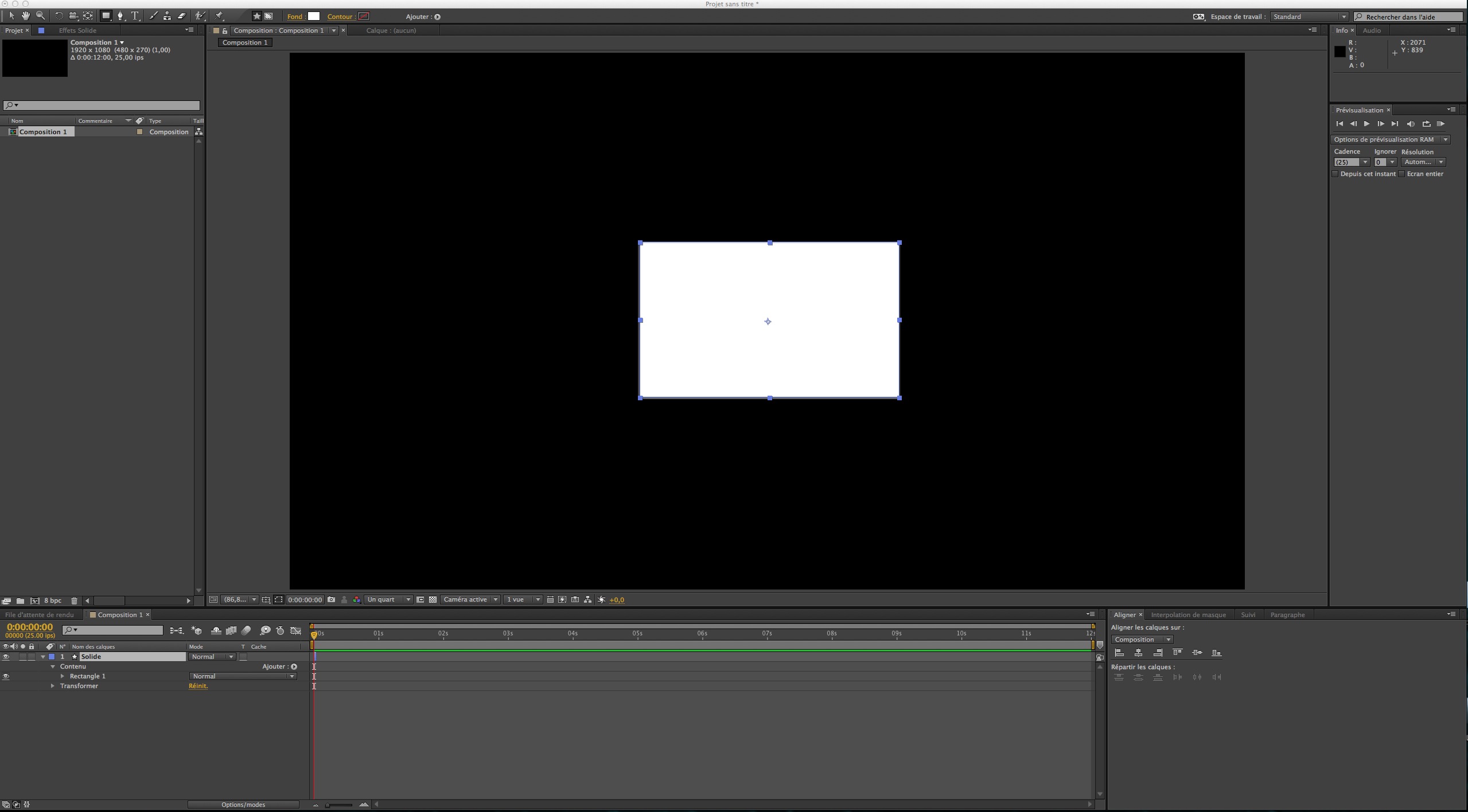 Créer un solide dans une nouvelle composition.