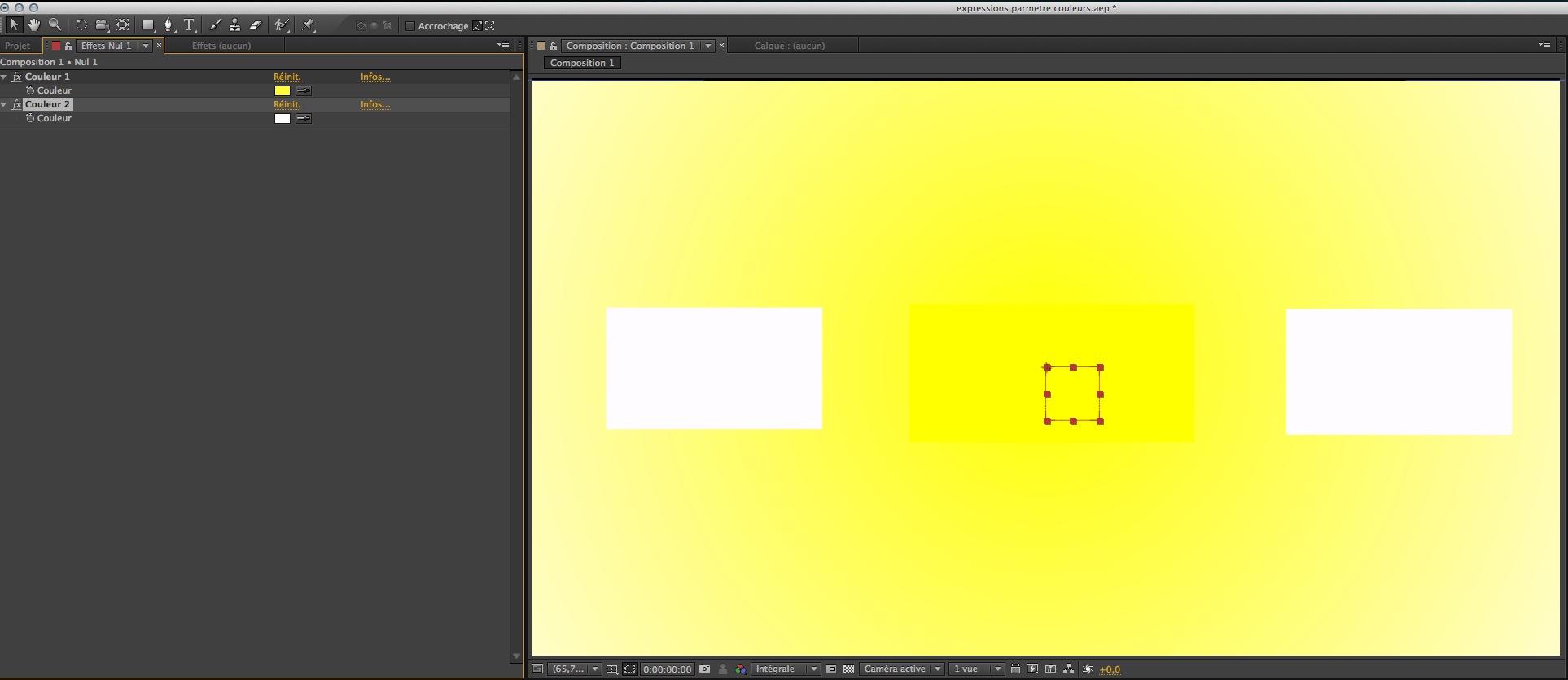 L'ensemble des couleurs sont gérées directement sur le calque objet Nul.