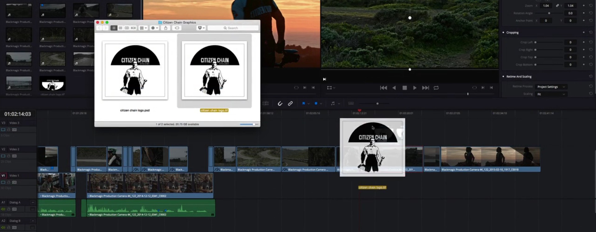 Drag and drop directement du finder vers la timeline pour importer un clip.