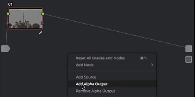 Ajoutez une sortie alpha avec "Add Alpha Output".