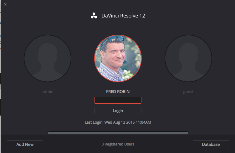 Choisir un compte utilisateur avec DaVinci Resolve 12