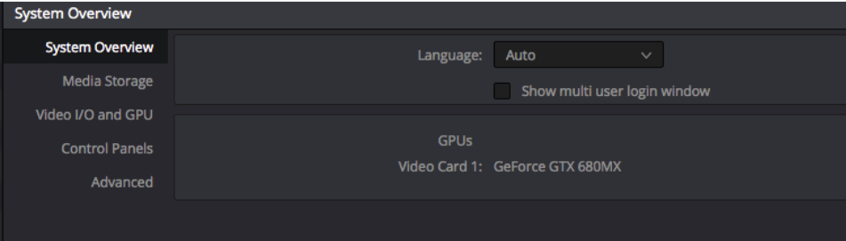 L'onglet System Overview.