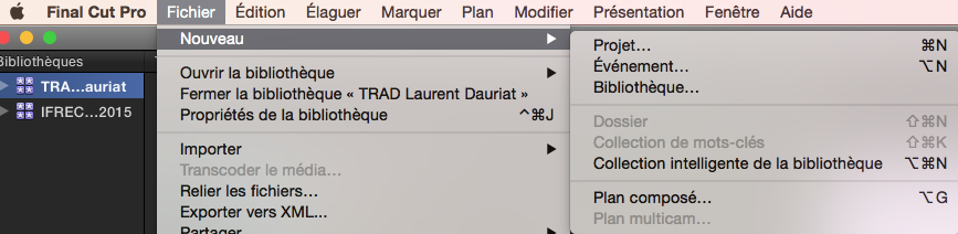 Créer une Bibliothèque sous FCPX 10.2
