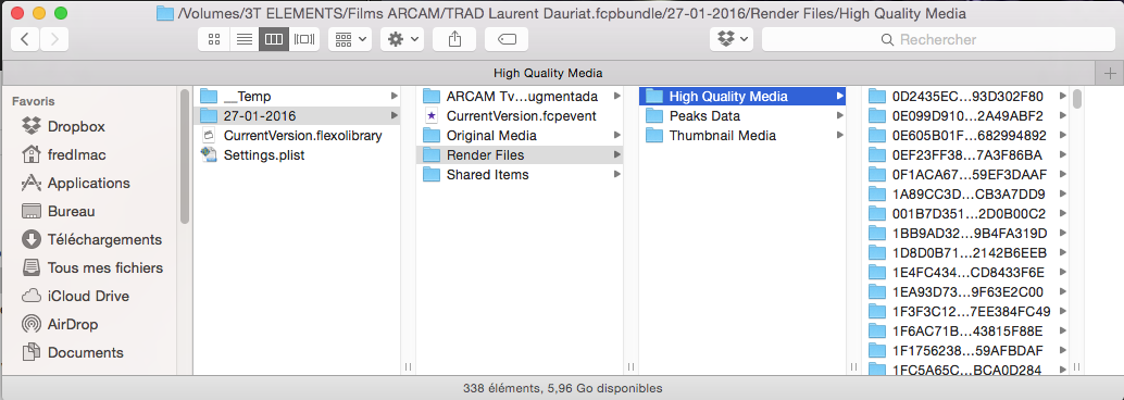 Contenu de la Bibliothèque de FCPX 10.2