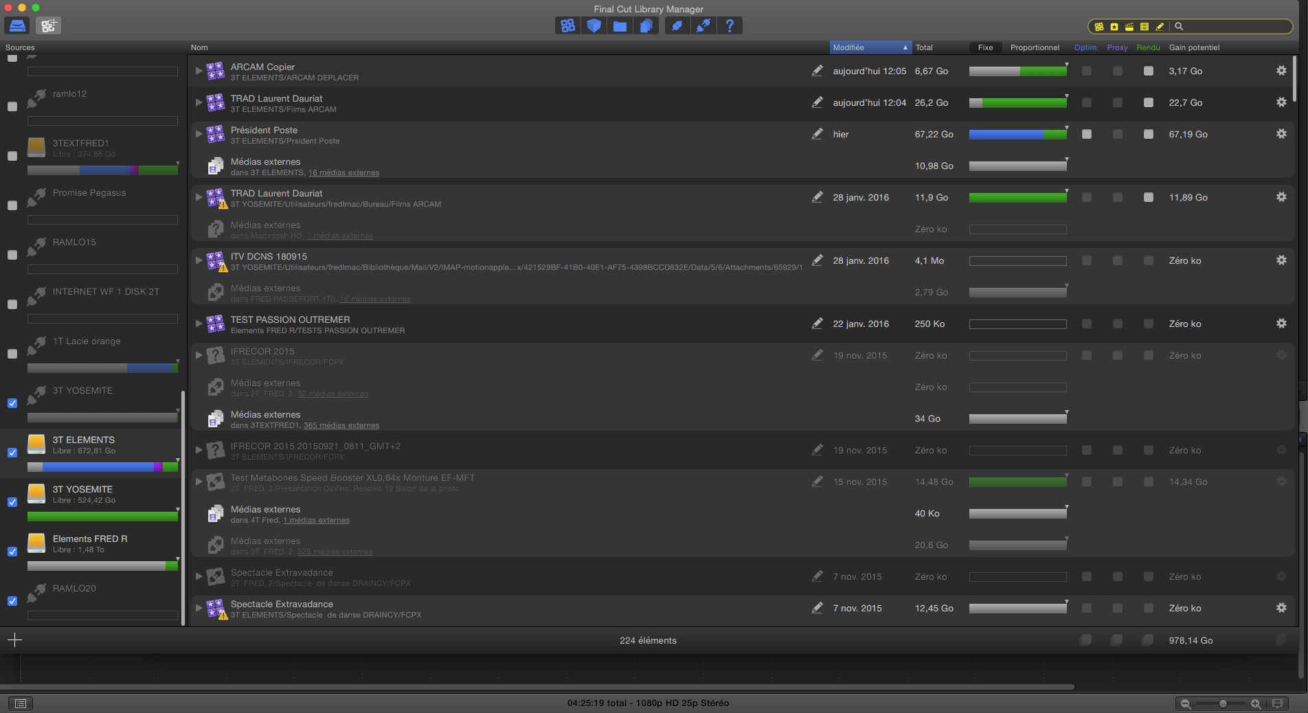 Ouverture de Final Cut Library Manager