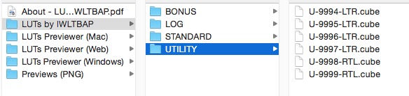 Dossier LUT utility pour rectifier vos images